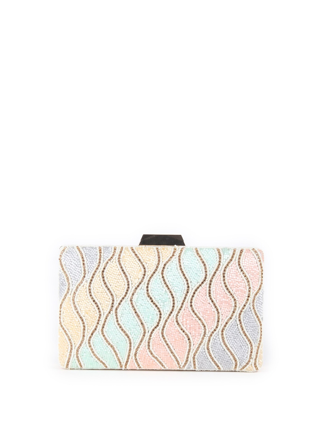 ODETTE Embroidered Purse Clutch, Beige