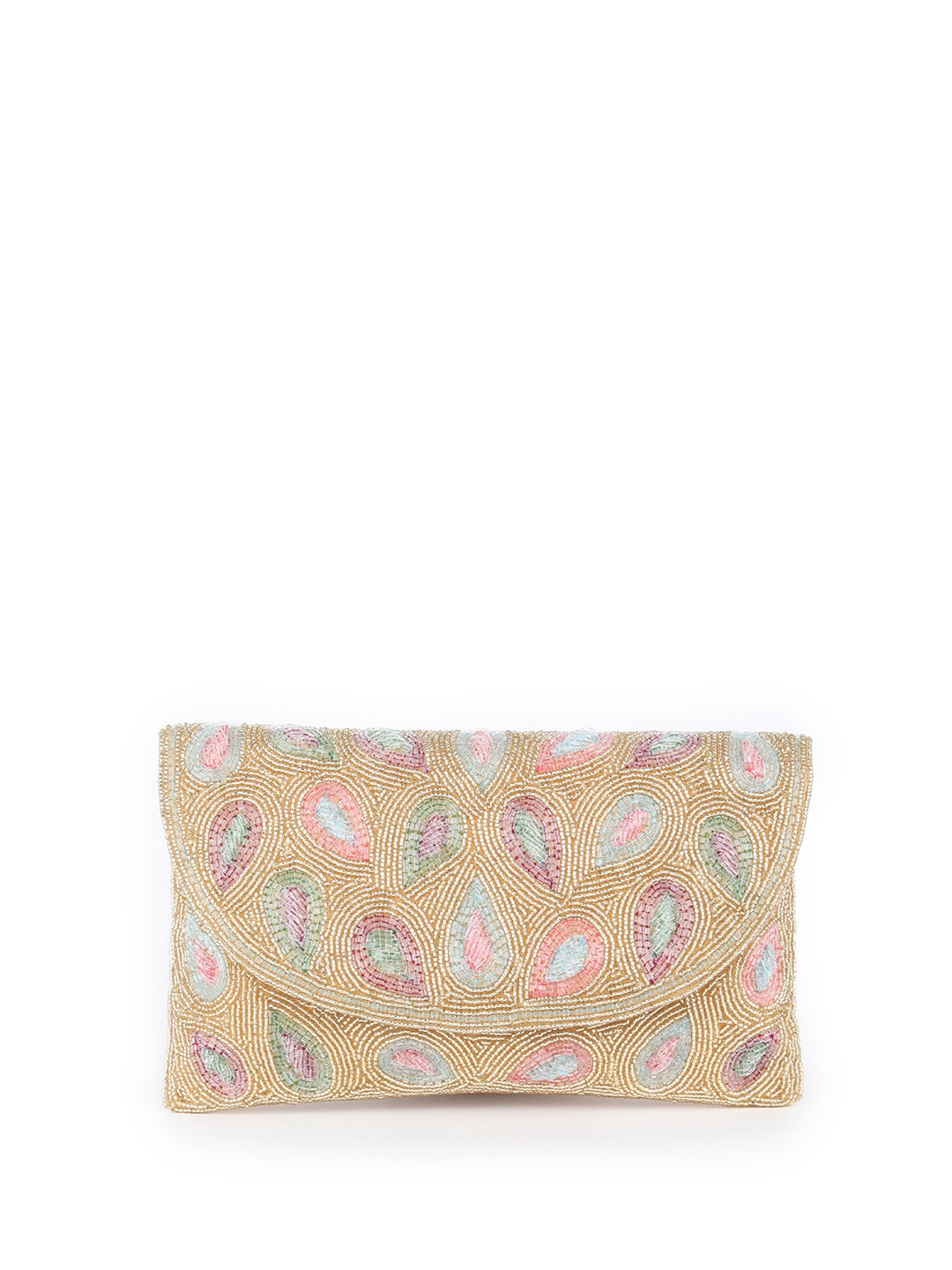 

ODETTE Embroidered Purse Clutch, Gold
