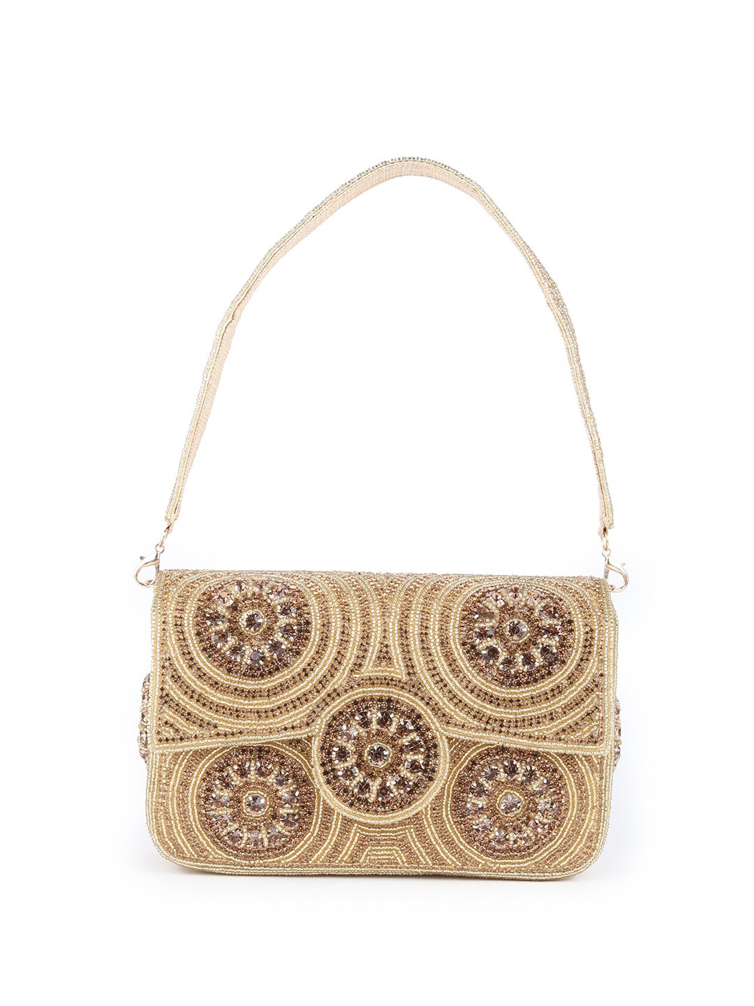 

ODETTE Embroidered Purse Clutch, Gold