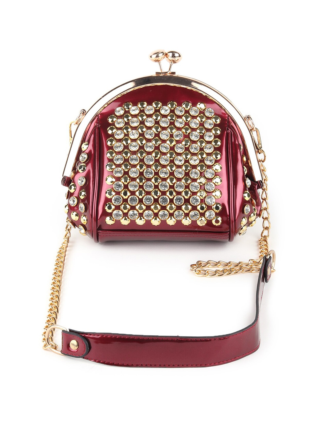 

ODETTE Embellished Shoulder Strap Potli, Maroon