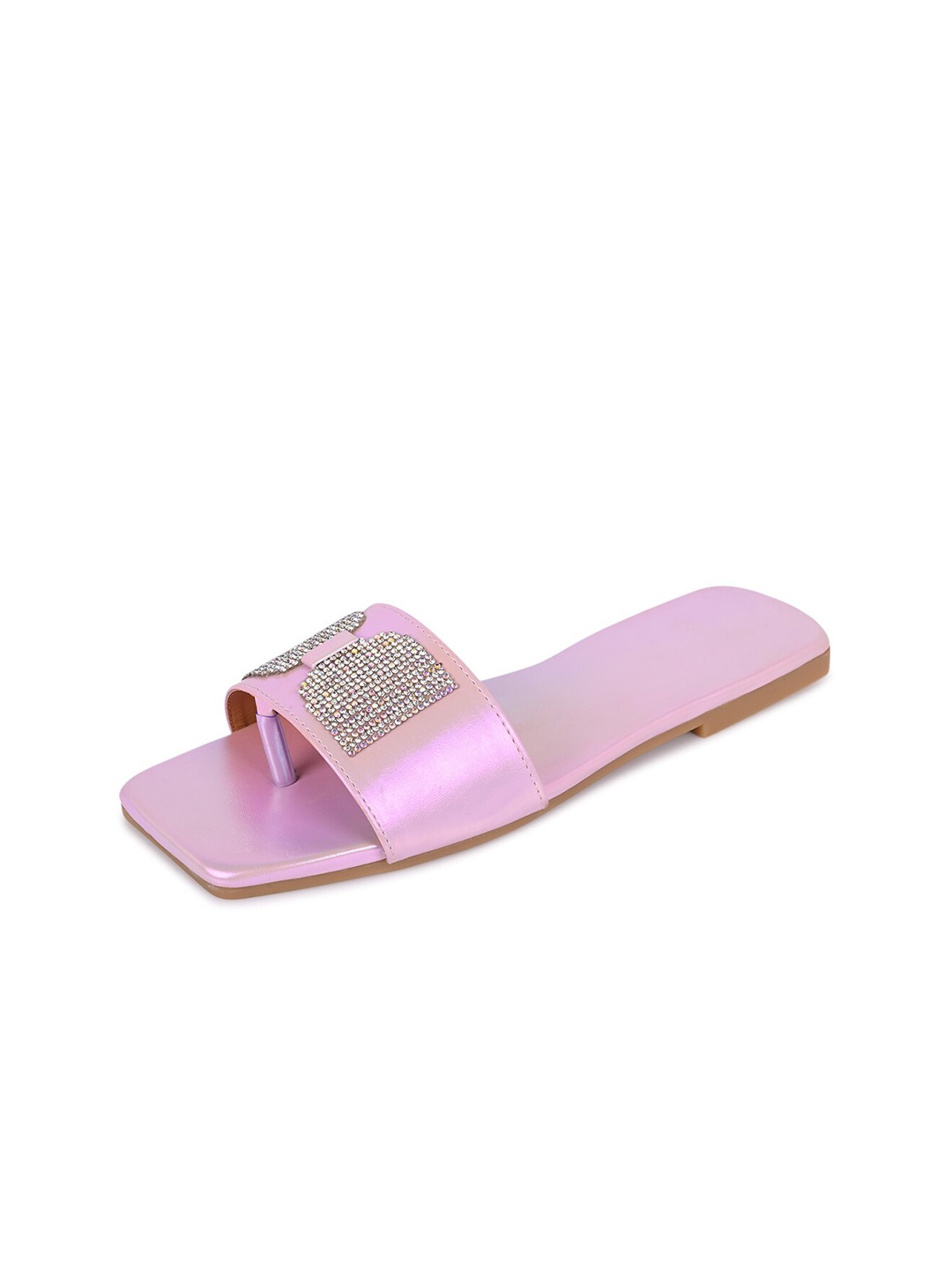 

Shoestail Embellished Open Toe Flats, Purple