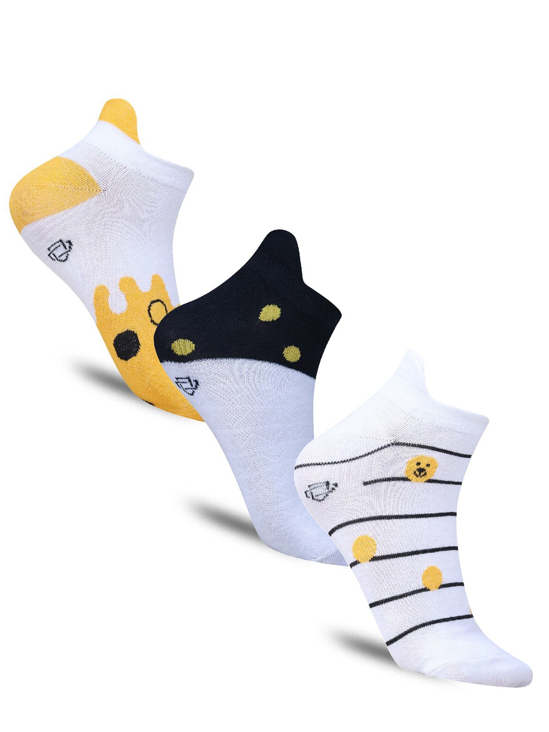 

Dollar Socks Men Pack Of 3 Patterned Ankle Length Socks, White