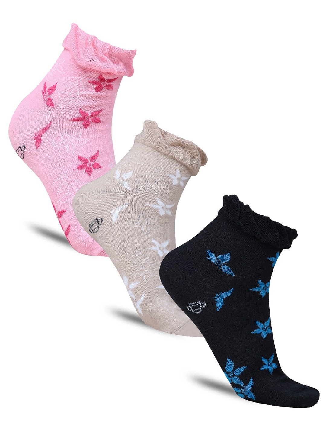 

Dollar Socks Men Pack Of 3 Patterned Cotton Ankle-Length Socks, Pink