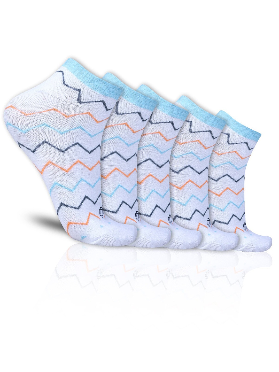 

Dollar Socks Women Pack Of 5 Patterned Cotton Ankle-Length Socks, White