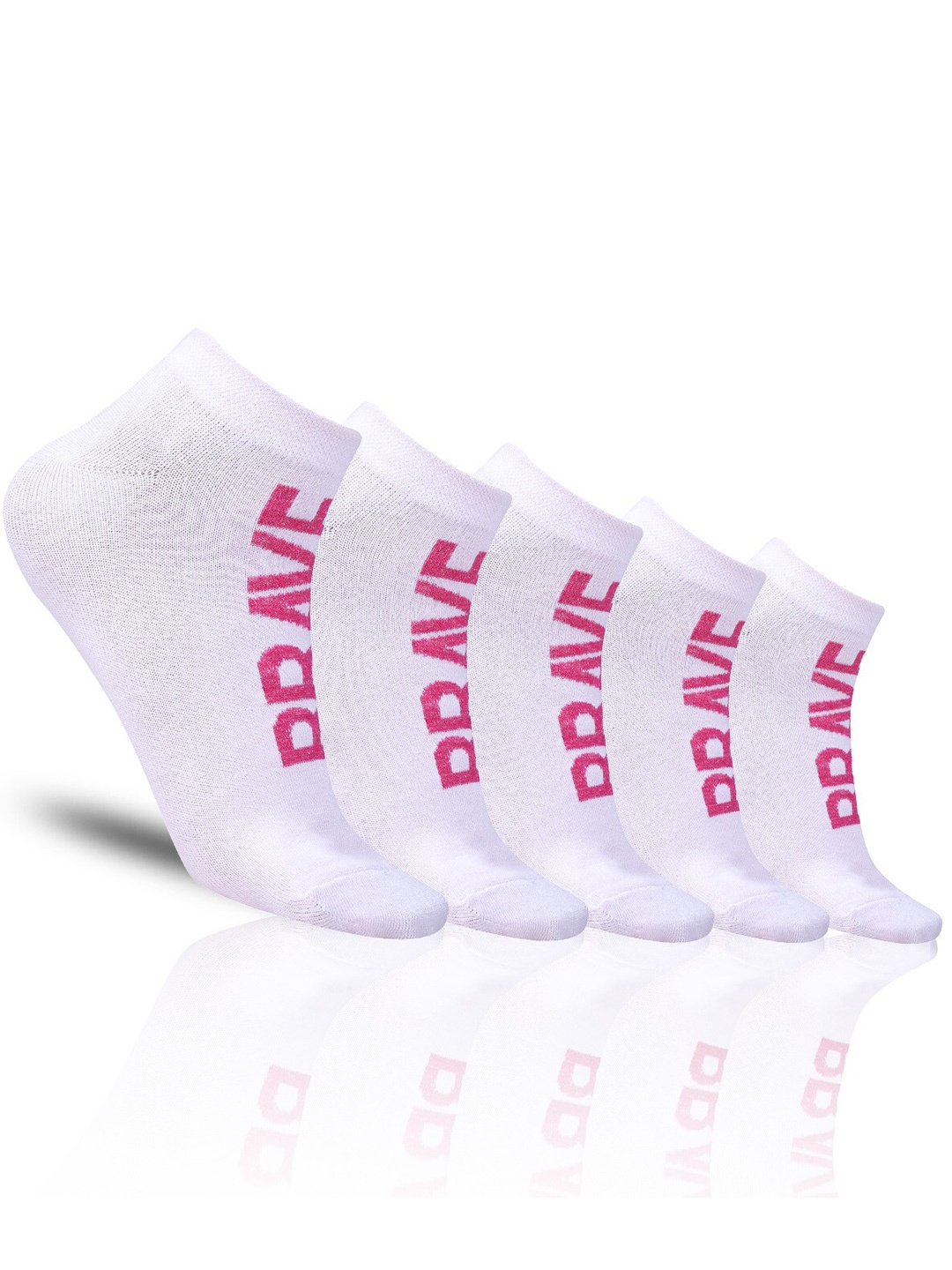 

Dollar Socks Women Pack Of 5 Patterned Cotton Ankle-Length Socks, White