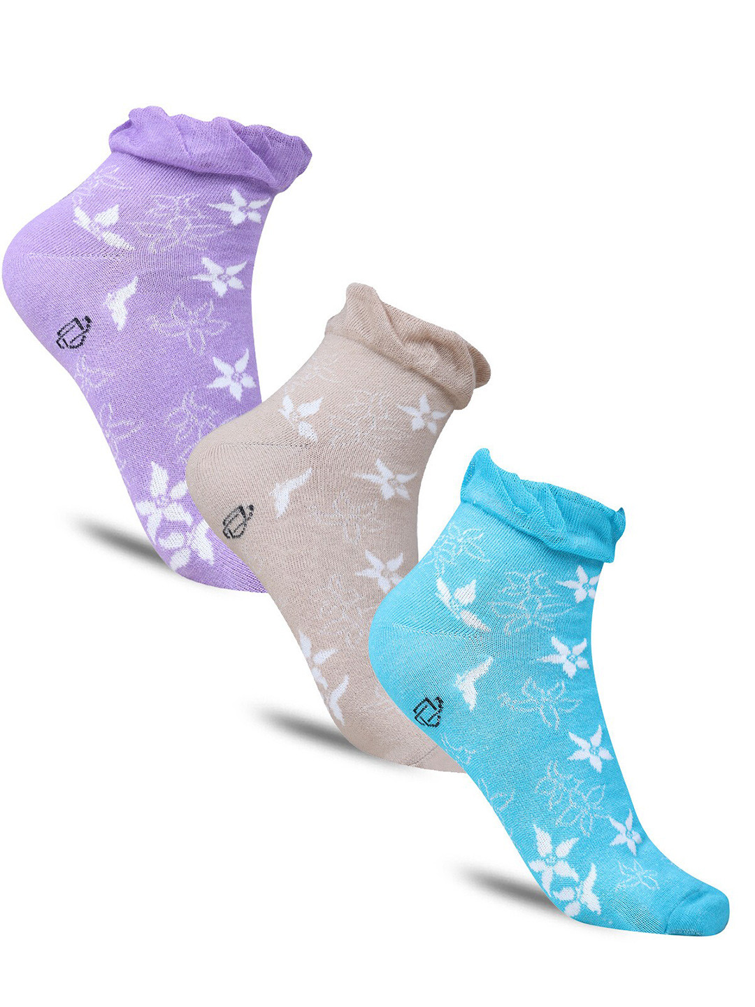 

Dollar Socks Women Pack Of 3 Patterned Cotton Ankle-Length Socks, Blue