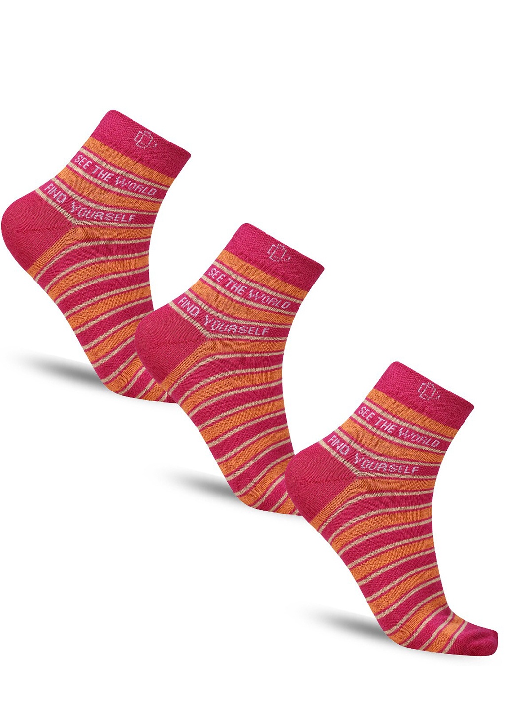 

Dollar Socks Women Pack Of 3 Patterned Cotton Ankle-Length Socks, Maroon