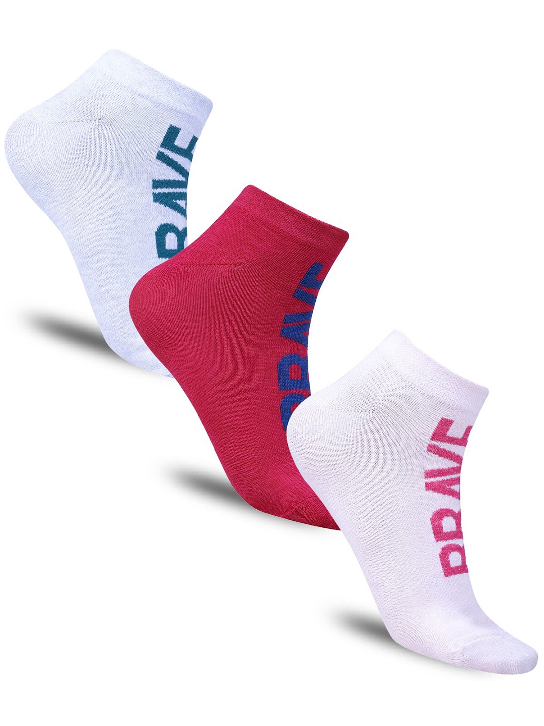 

Dollar Socks Women Pack Of 3 Printed Cotton Ankle-Length Socks, Red