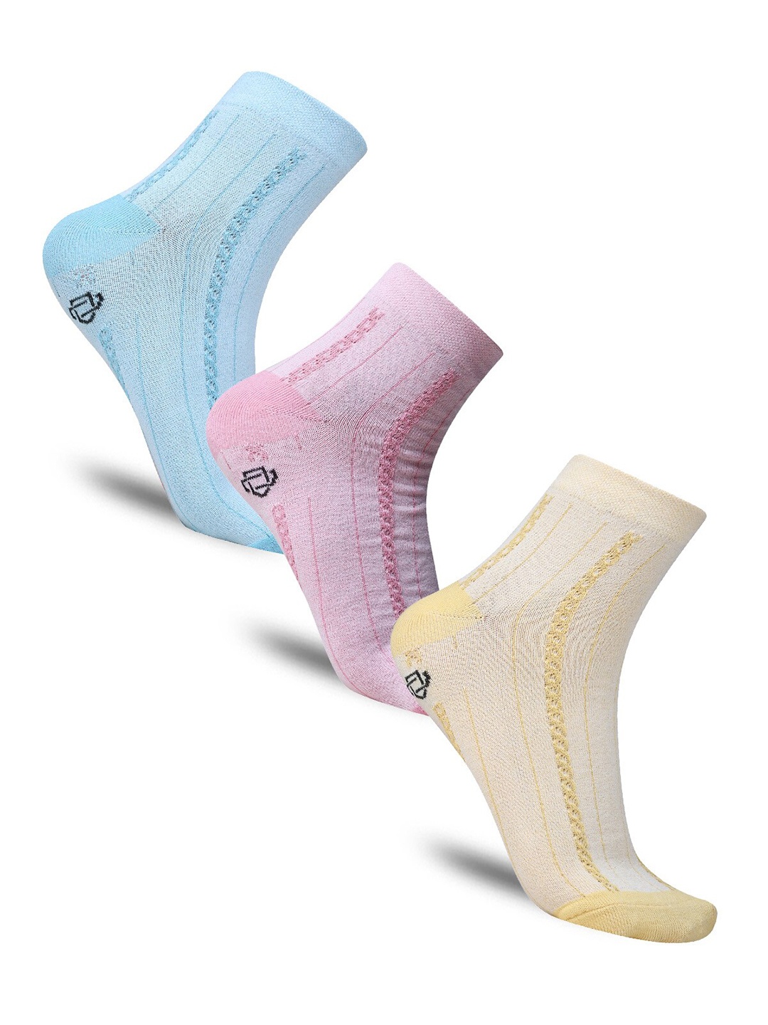 

Dollar Socks Women Pack Of 3 Patterned Ankle Length Cotton Socks, Blue