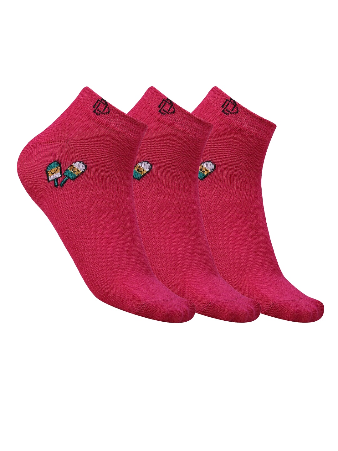 

Dollar Socks Women Pack Of 3 Cotton Ankle-Length Socks, Red