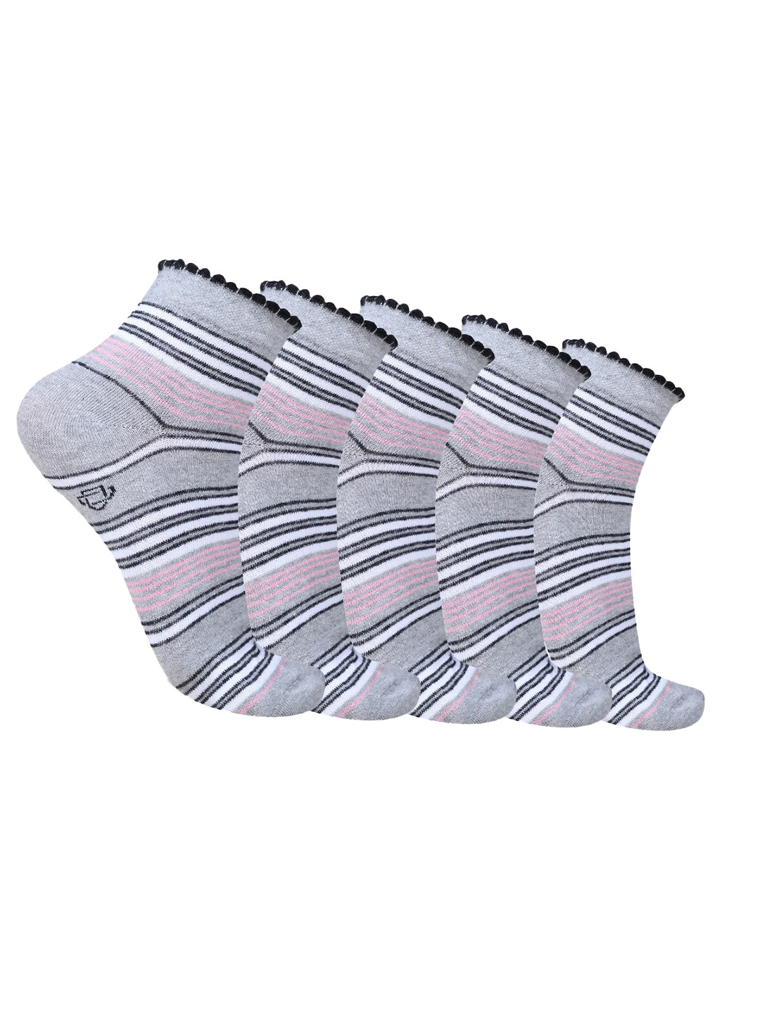 

Dollar Socks Women Pack of 5 Striped Cotton Above Ankle-Length Socks, Grey