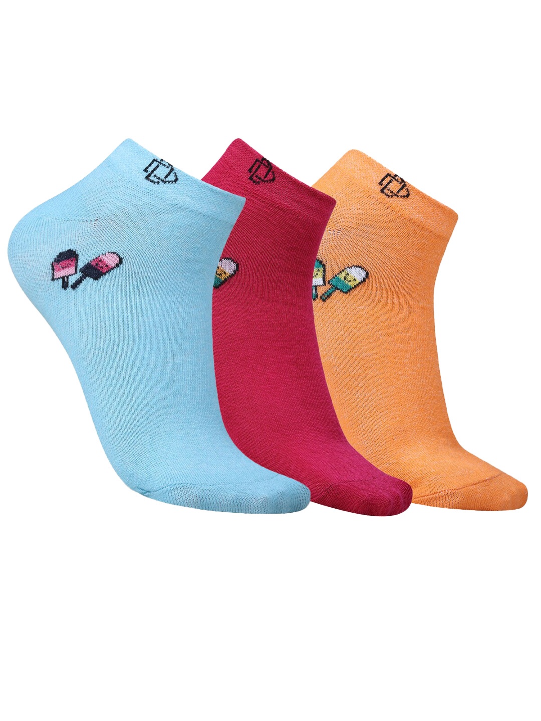

Dollar Socks Women Pack of 3 Patterned Cotton Ankle-Length Socks, Pink