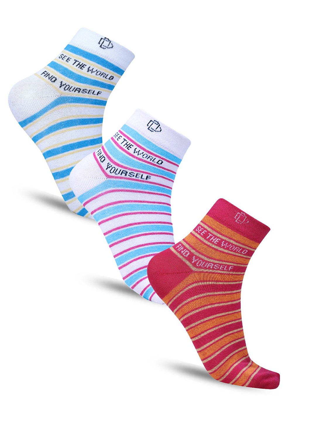 

Dollar Socks Women Pack of 3 Striped Cotton Above Ankle-Length Socks, White