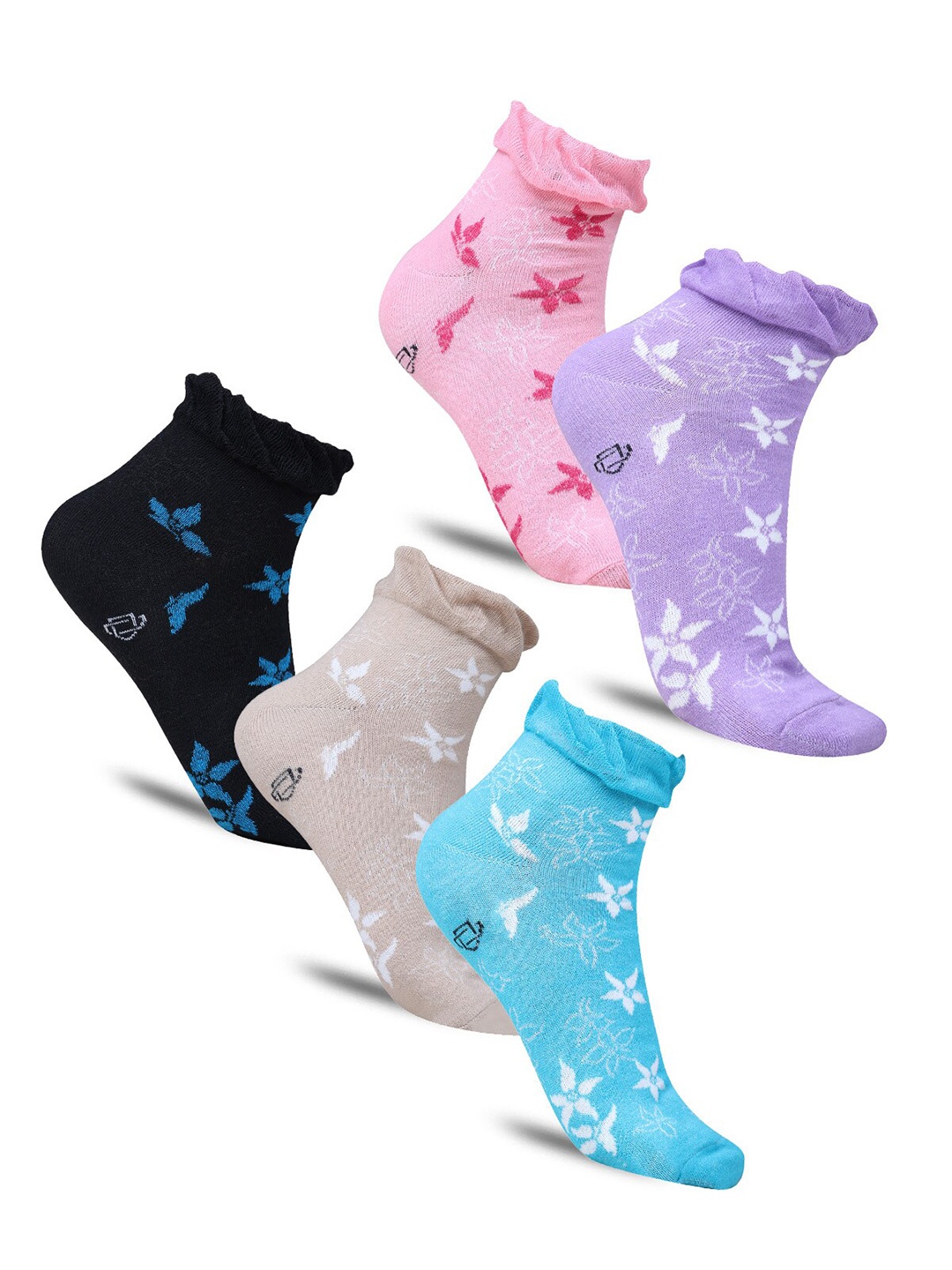 

Dollar Socks Women Pack Of 5 Patterned Cotton Ankle-Length Socks, Pink