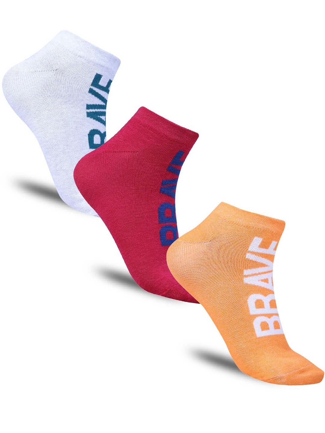 

Dollar Socks Women Pack Of 3 Patterned Ankle-Length Cotton Socks, White