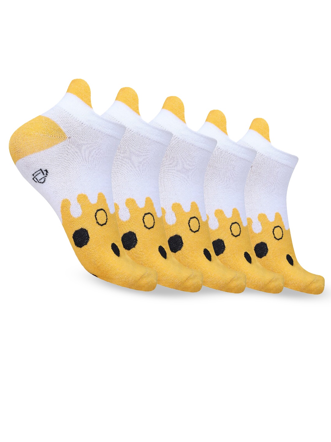 

Dollar Socks Women Pack Of 5 Patterned Cotton Ankle-Length Socks, Yellow