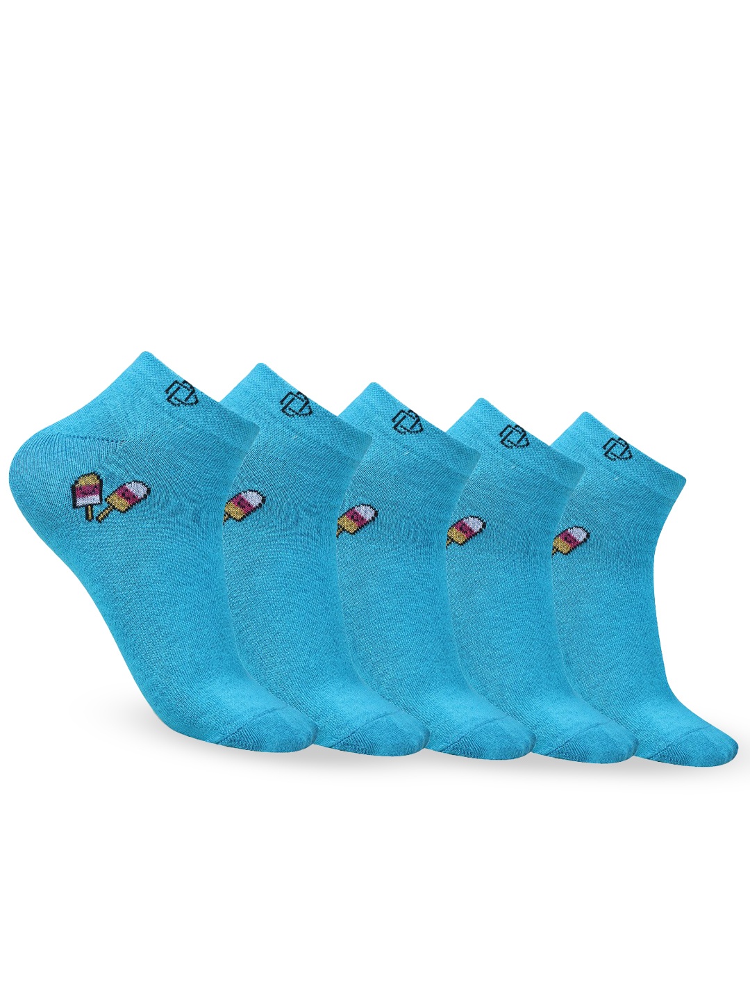 

Dollar Socks Women Pack Of 5 Patterned Cotton Shoe-Liners Socks, Sea green