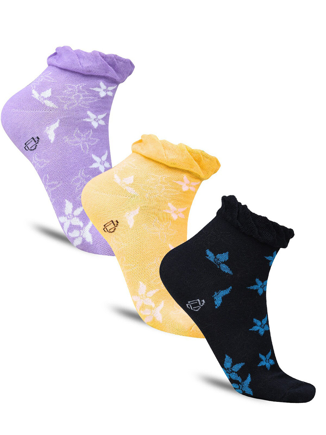 

Dollar Socks Women Pack Of 3 Patterned Cotton Ankle-Length Socks, Purple