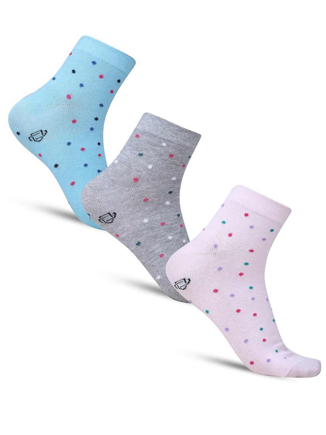 

Dollar Socks Women Pack Of 3 Patterned Above Ankle-Length Cotton Socks, Blue