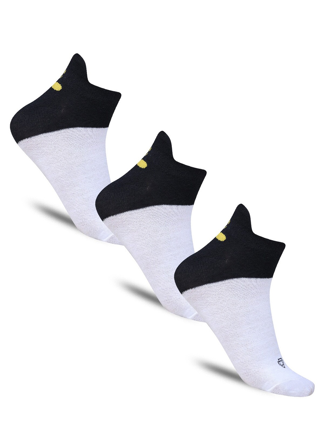 

Dollar Socks Women Pack Of 3 Colourblocked Cotton Ankle-Length Socks, White