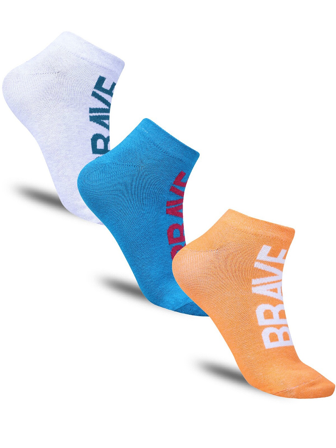 

Dollar Socks Women Pack of 3 Typography Printed Cotton Shoe-Liner Socks, Orange