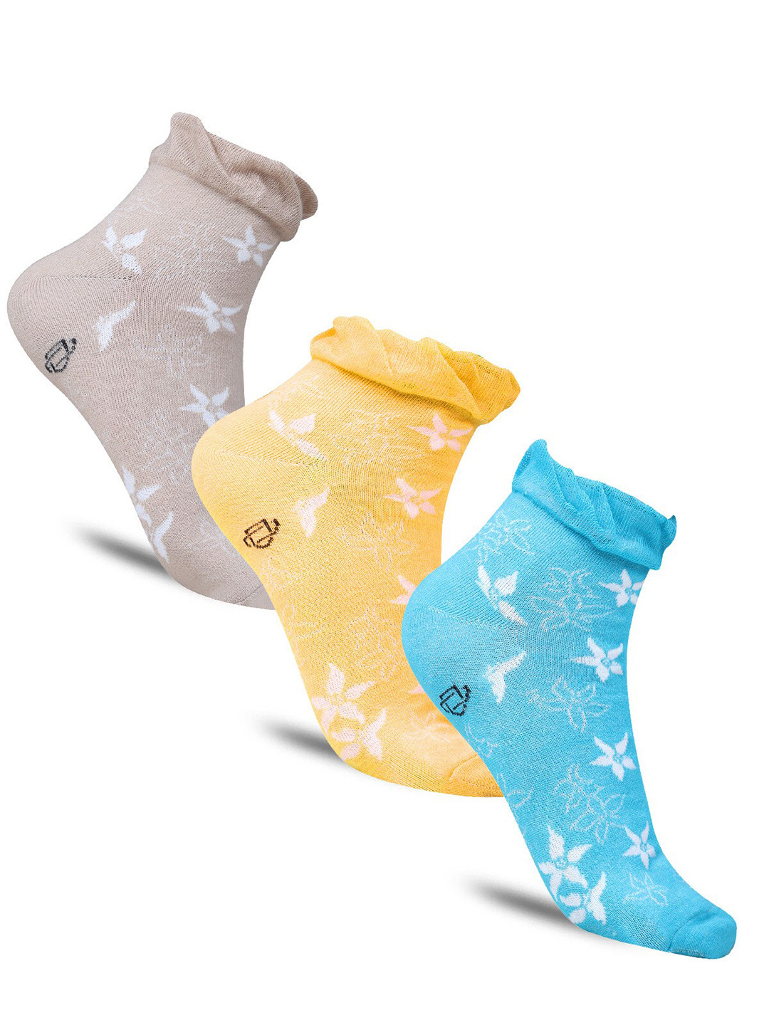 

Dollar Socks Pack of 3 Patterned Cotton Ankle Length Socks, Blue