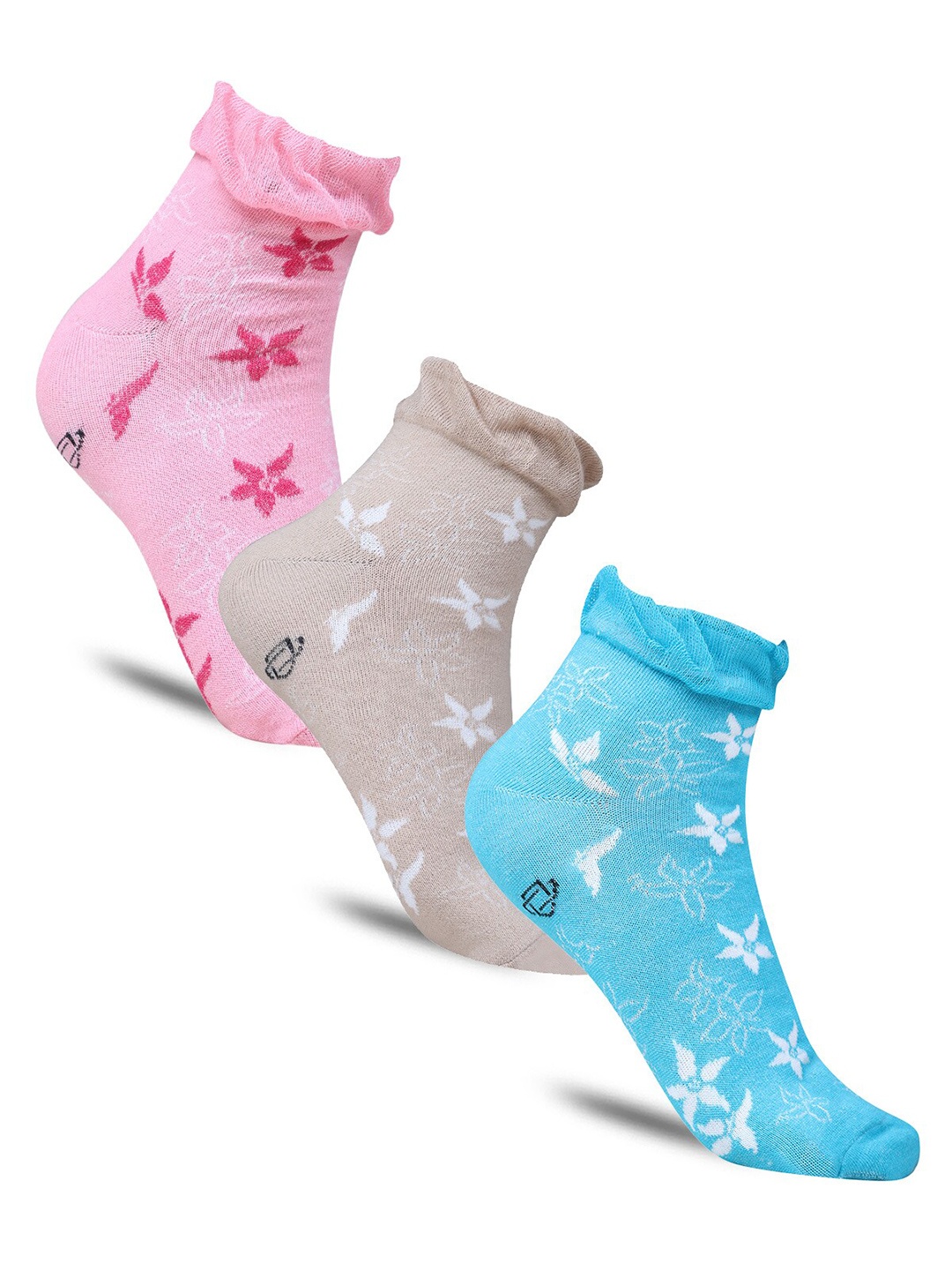 

Dollar Socks Pack Of 3 Patterned Cotton Above Ankle-Length Socks, Pink