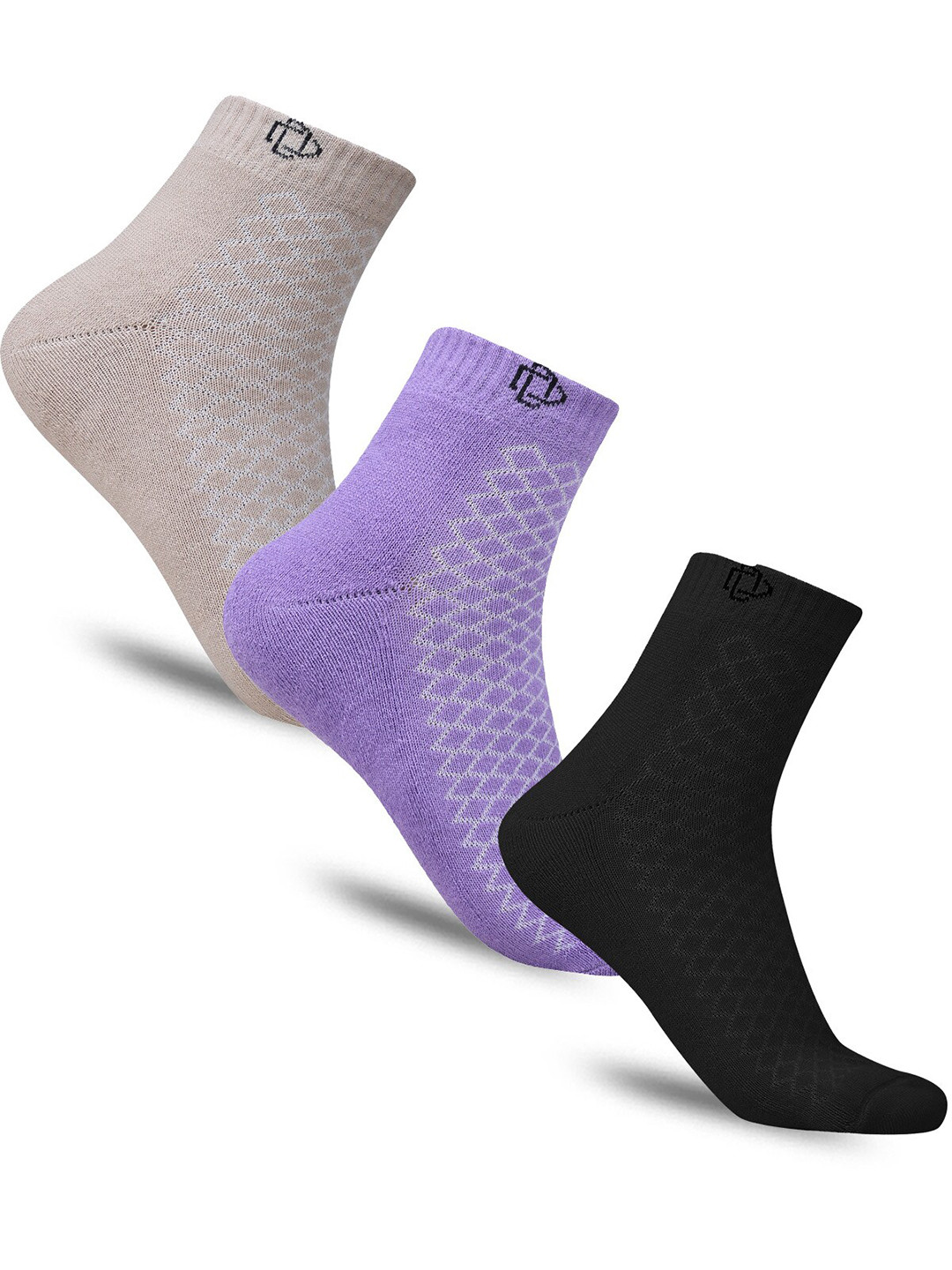 

Dollar Socks Women Pack of 3 patterned Cotton Calf-Length Socks, Purple