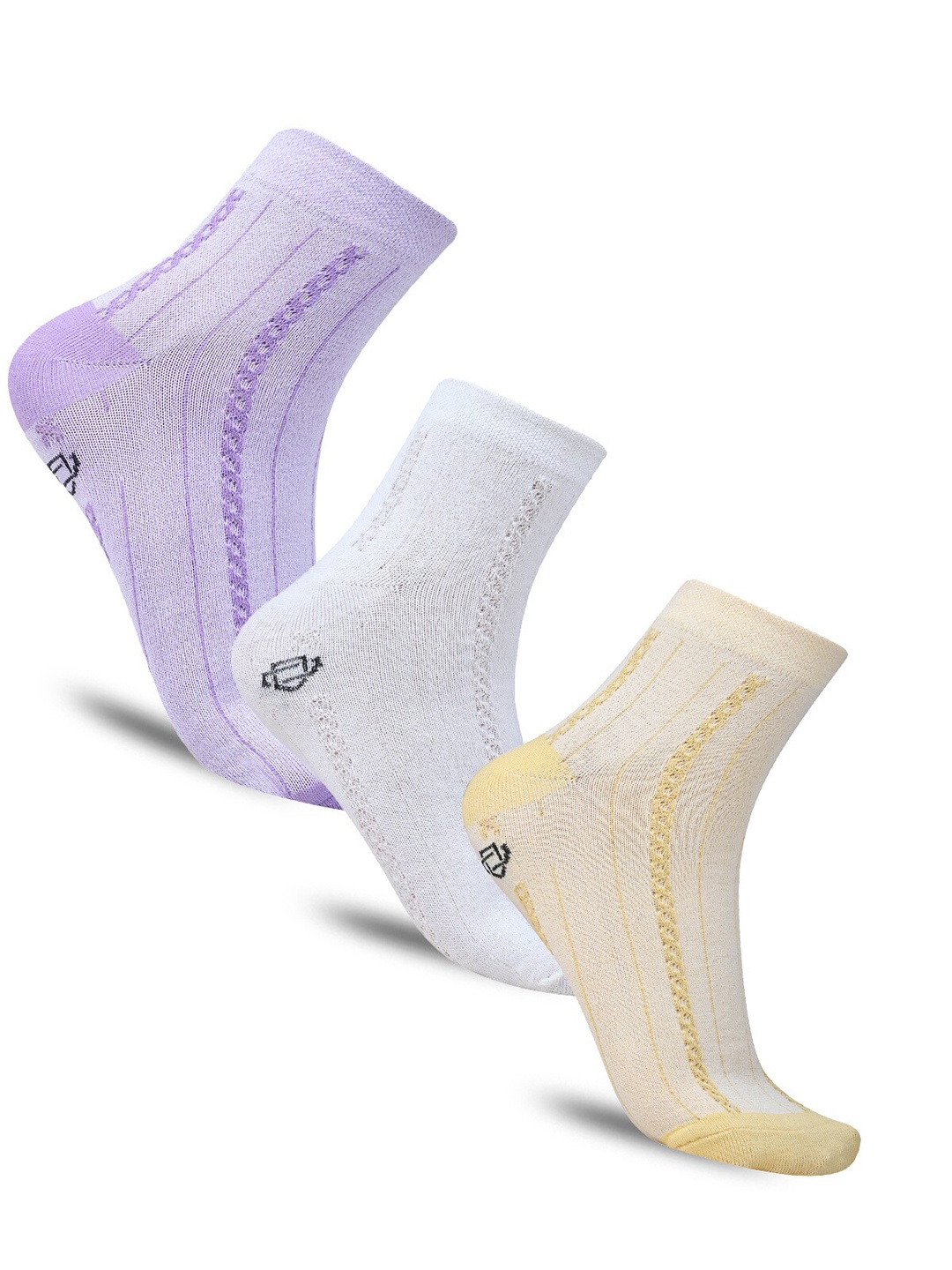 

Dollar Socks Women Pack Of 3 Patterned Cotton Above Ankle-Length Socks, Cream