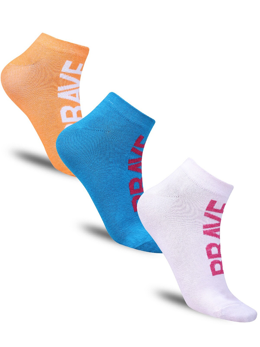 

Dollar Socks Women Pack of 3 Typography Printed Cotton Shoe-Liner Socks, Orange