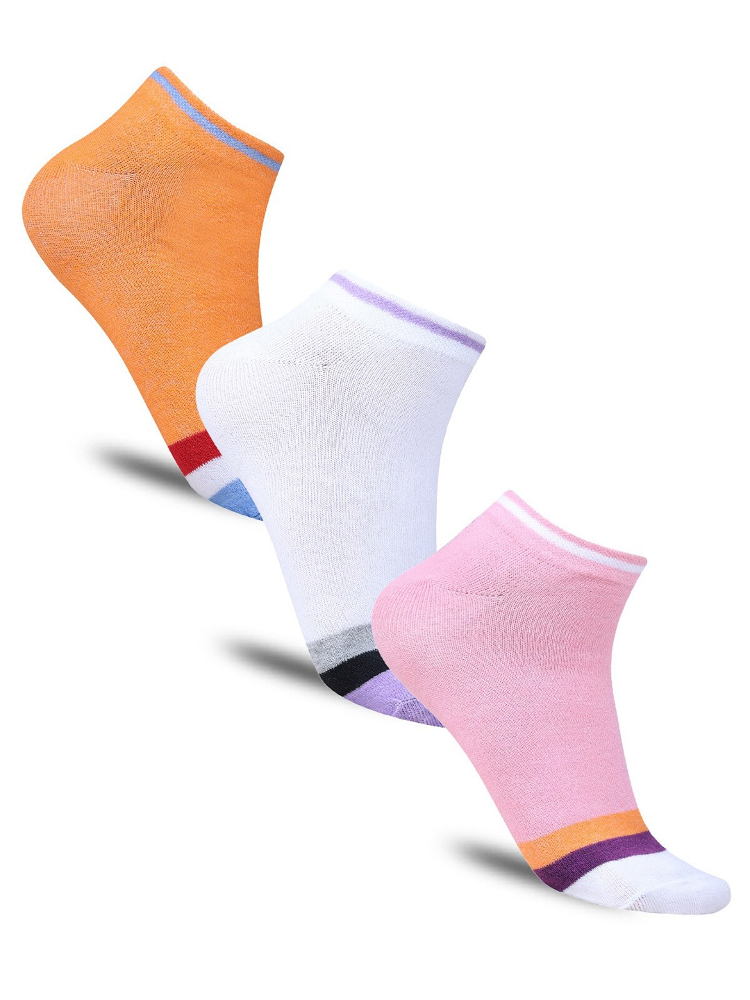 

Dollar Socks Pack Of 3 Cotton Patterned Ankle Length Socks, White