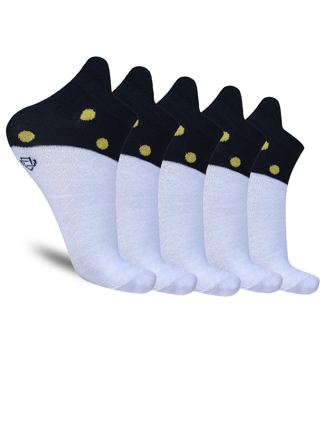 

Dollar Socks Women Pack Of 5 Patterned Cotton Ankle-Length Socks, White