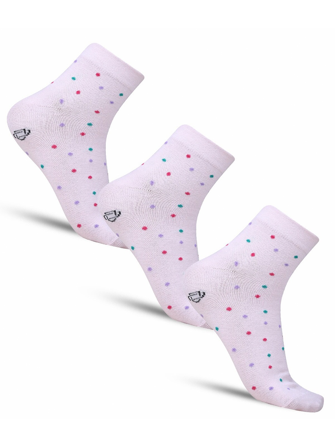 

Dollar Socks Women Pack Of 3 Patterned Cotton Ankle-Length Socks, Pink