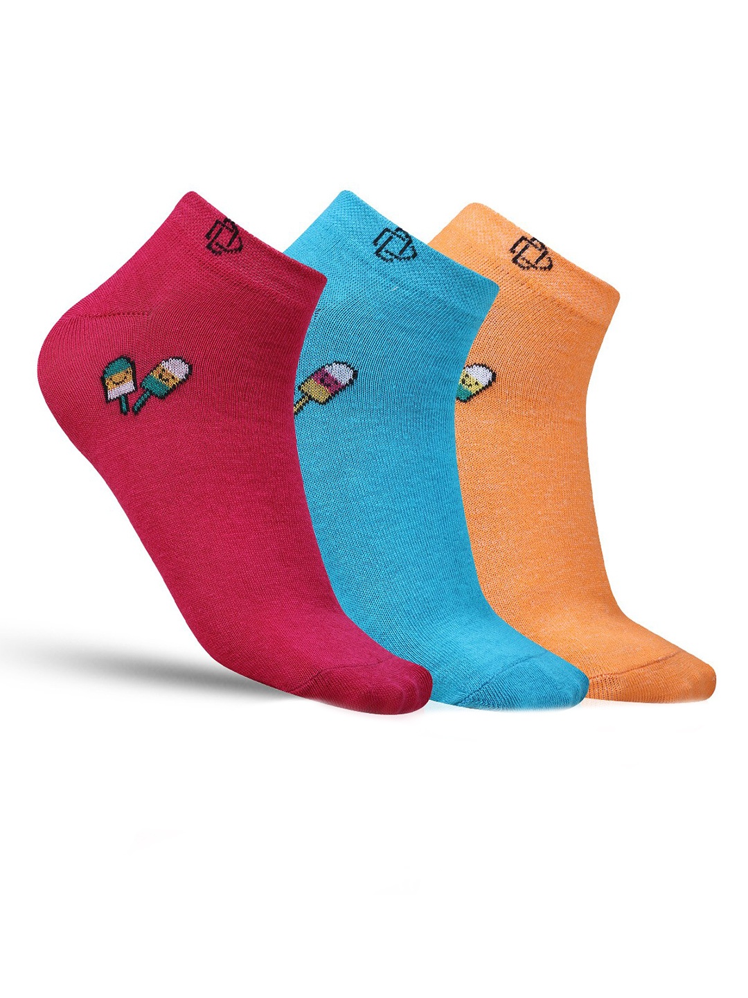 

Dollar Socks Women Pack of 3 Patterned Cotton Ankle Length Socks, Red