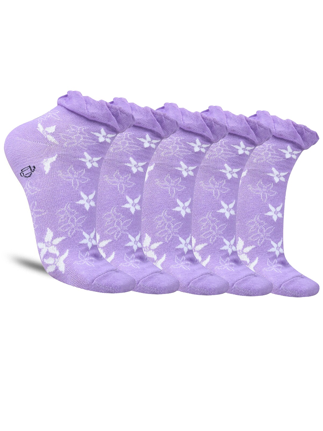 

Dollar Socks Women Pack Of 5 Patterned Cotton Ankle Length Socks, Purple
