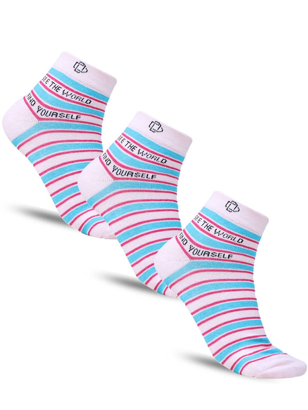 

Dollar Socks Men Pack Of 3 Striped Ankle Length Socks, Pink