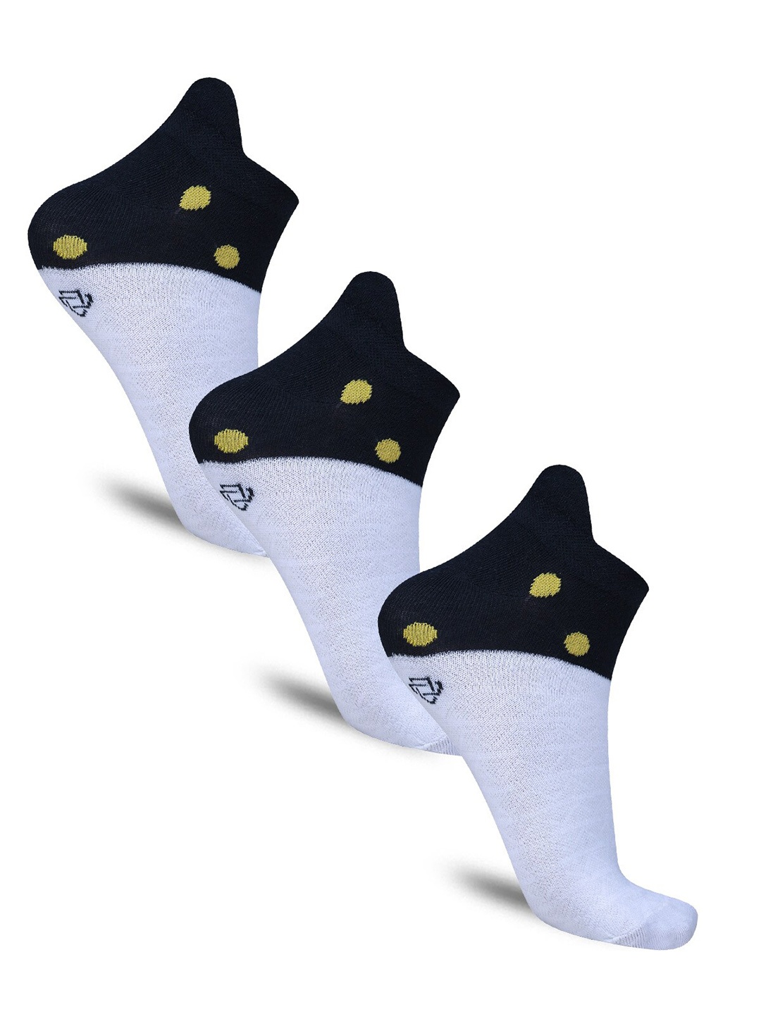 

Dollar Socks Men Pack Of 3 Patterned Cotton Ankle-Length Socks, White