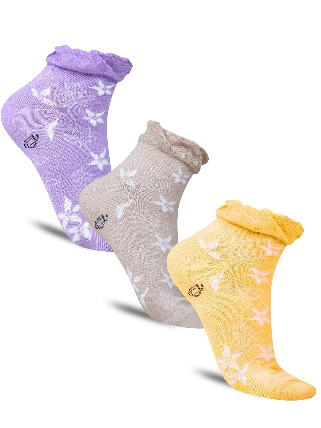 

Dollar Socks Women Pack Of 3 Patterned Cotton Ankle Length Socks, Purple