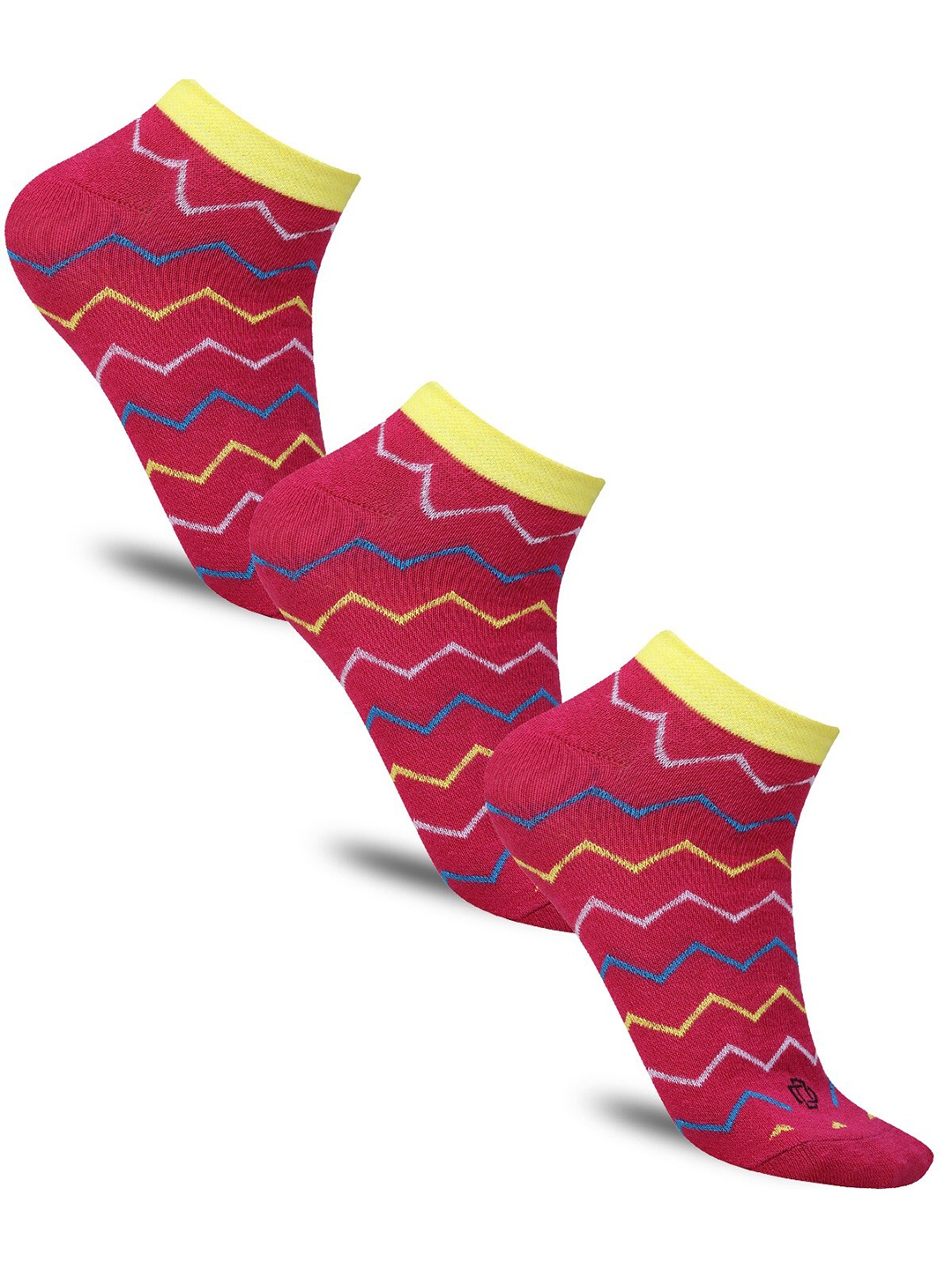 

Dollar Socks Women Pack Of 3 Patterned Cotton Ankle Length Socks, Pink