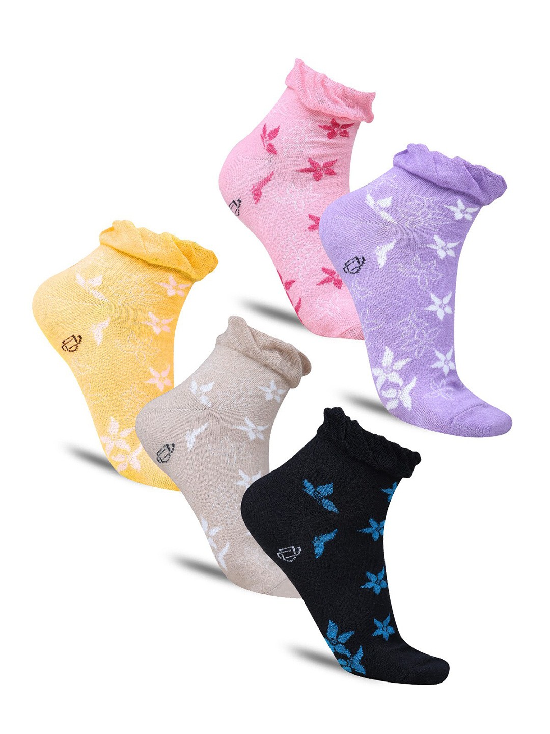 

Dollar Socks Women Pack Of 5 Patterned Cotton Ankle-Length Socks, Purple