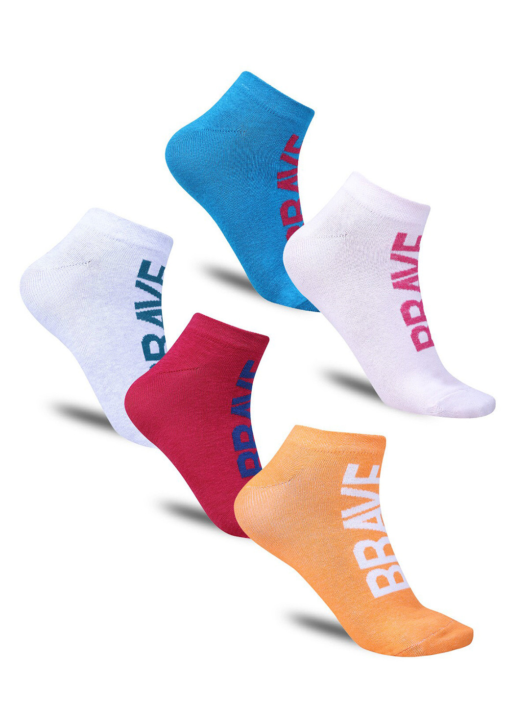 

Dollar Socks Women Pack Of 5 Cotton Patterned Ankle Length Socks, Orange
