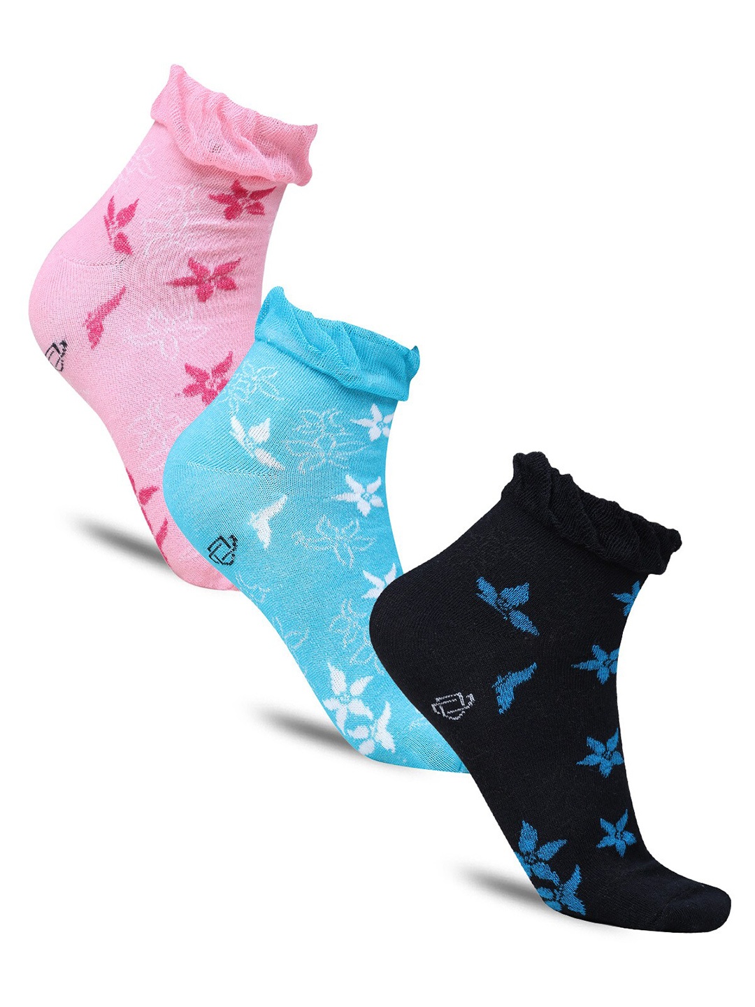 

Dollar Socks Women Pack Of 3 Patterned Cotton Above Ankle-Length Socks, Pink