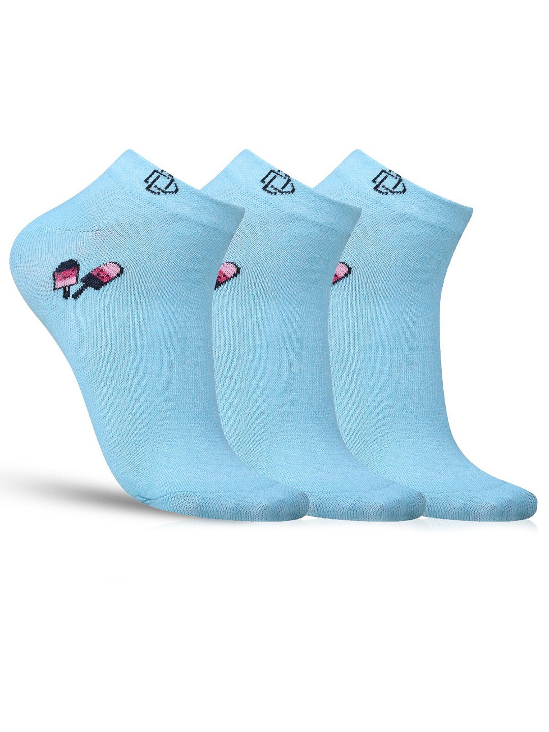 

Dollar Socks Women Pack Of 3 Cotton Ankle-Length Socks, Blue