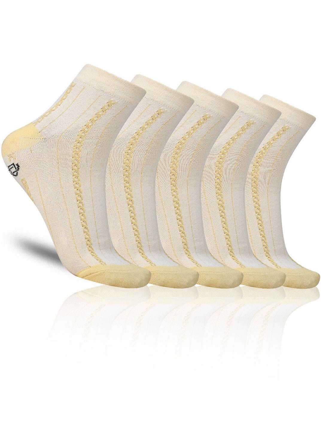 

Dollar Socks Pack Of 5 Cotton Patterned Ankle Length Socks, Yellow