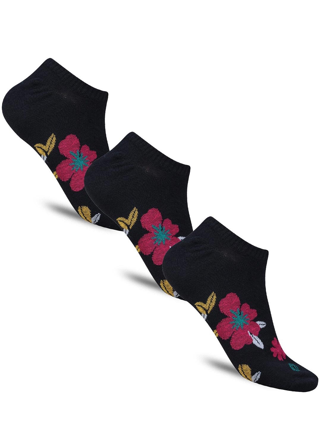 

Dollar Socks Women Pack of 3 Patterned Cotton Shoe Liners Socks, Black