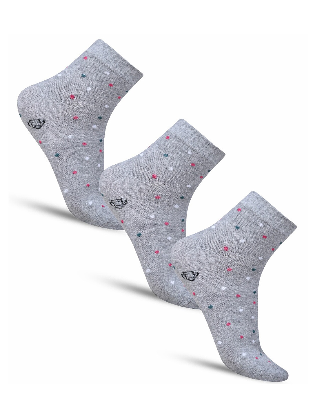 

Dollar Socks Pack Of 3 Patterned Cotton Above Ankle-Length Socks, Grey