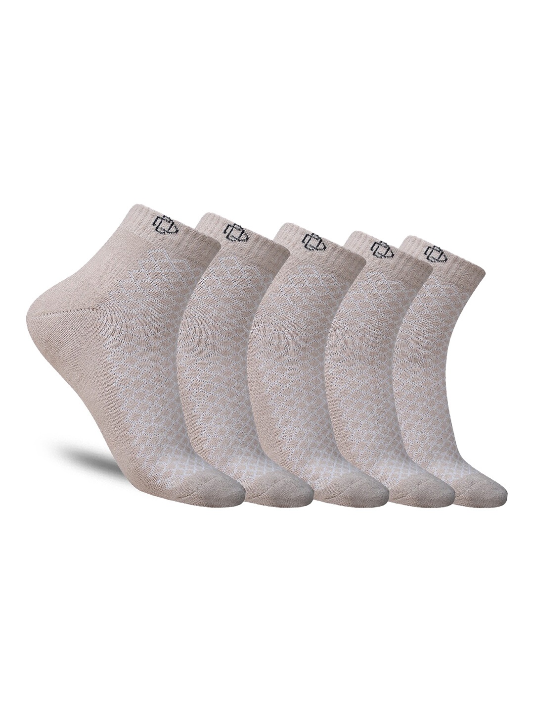 

Dollar Socks Pack Of 5 Patterned Cotton Ankle-Length Socks, Beige