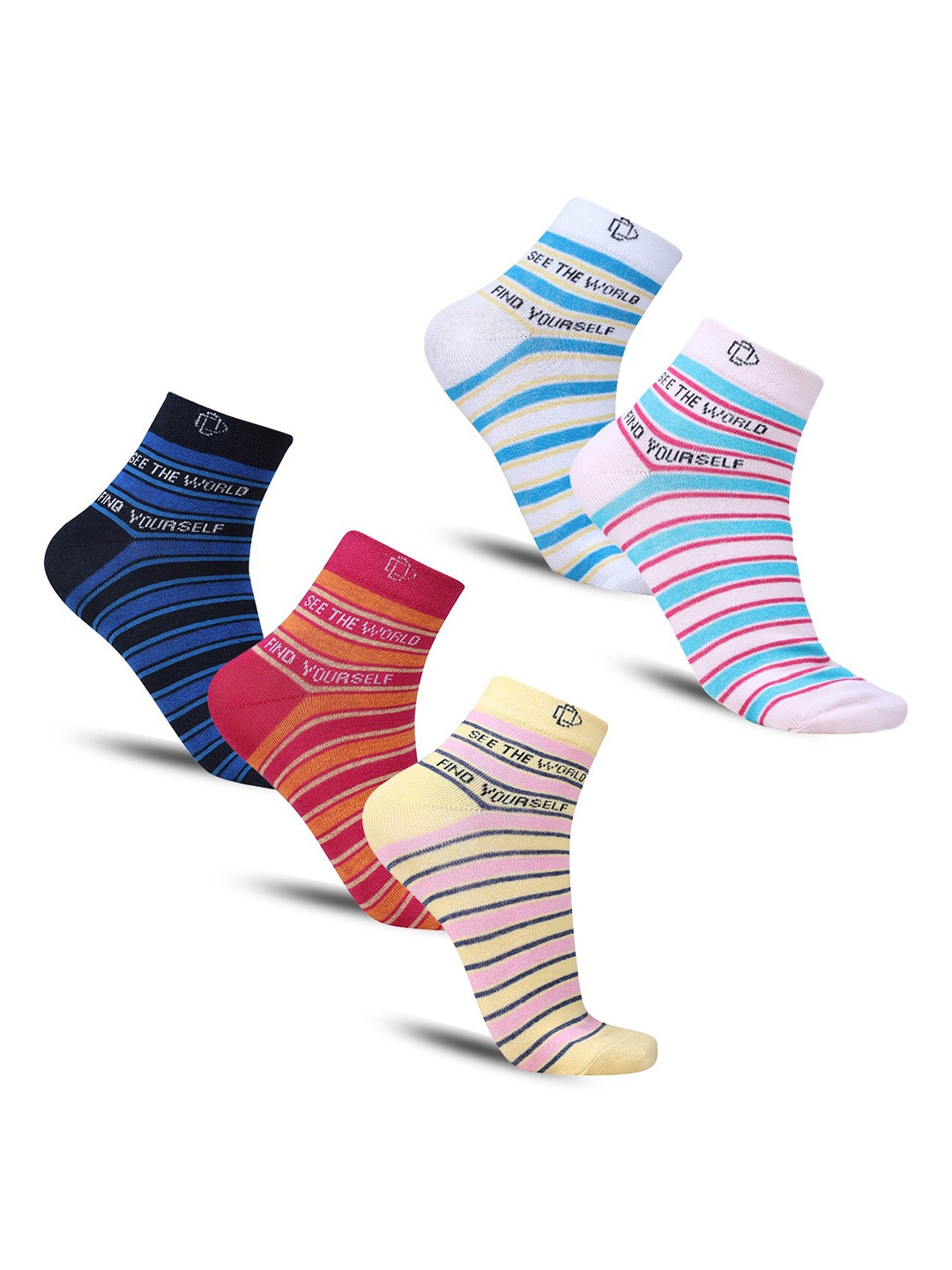 

Dollar Socks Women Pack Of 5 Patterned Ankle Length Socks, Navy blue