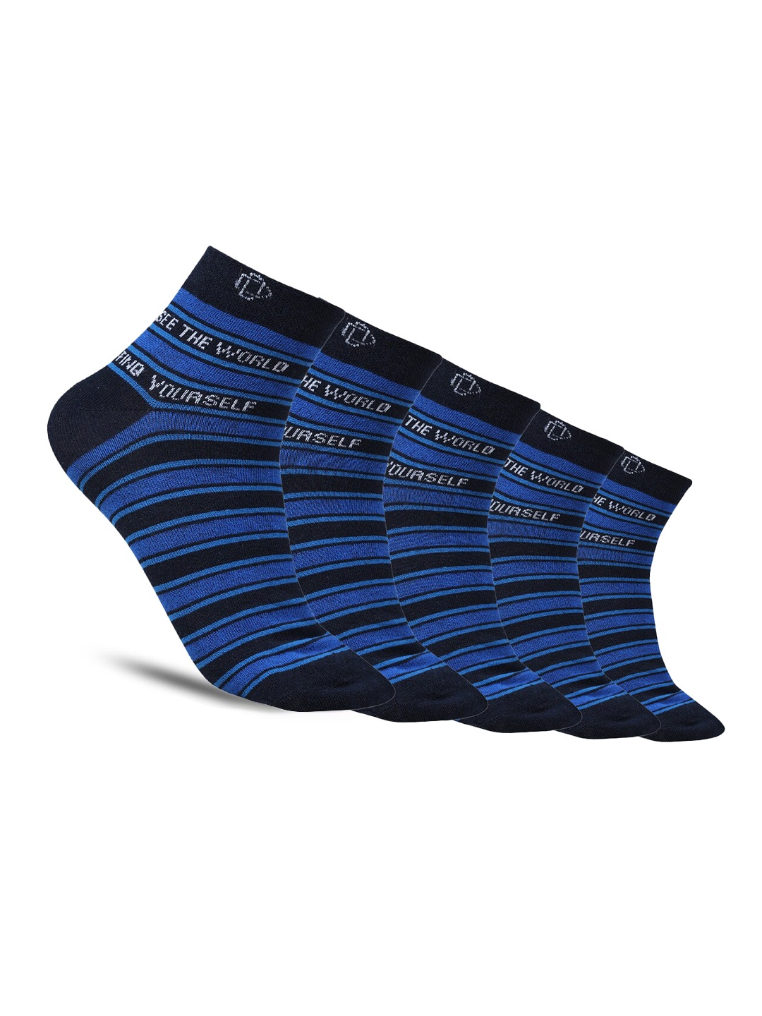 

Dollar Socks Pack Of 5 Cotton Patterned Ankle Length Socks, Navy blue