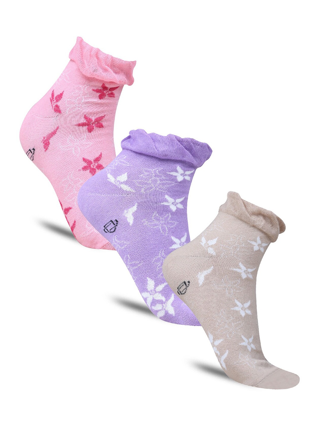

Dollar Socks Women Pack Of 3 Patterned Cotton Ankle-Length Socks, Pink